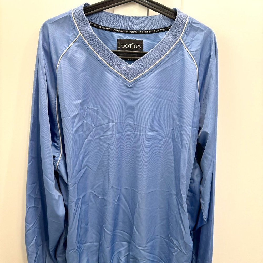 FootJoy V-Neck Long Sleeve Golf Pullover Windbreaker Jacket Mens Size XL Blue
